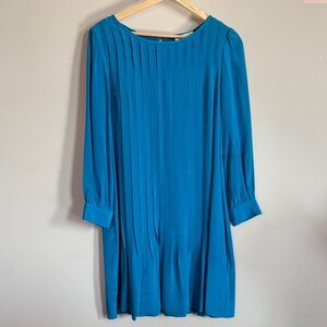 Elegant Turquoise Silk Pleated Kate Spade Dress - Classic Shift Style